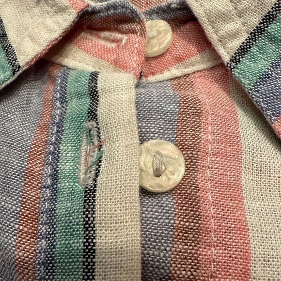 Women's Orvis Ladies Short Sleeve Button Up Linen Blend Shirt Top Stripe S - Picture 12 of 15